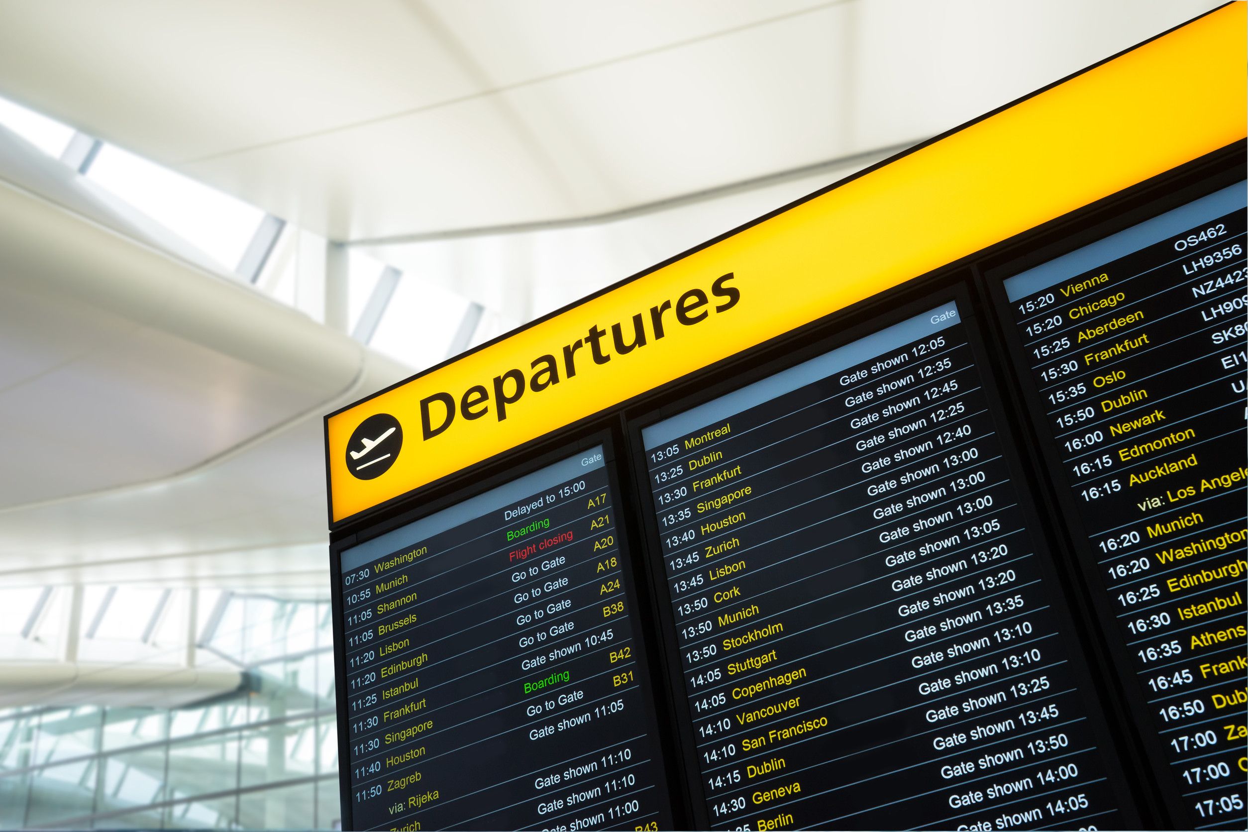 Flight information arrival departure at the airport